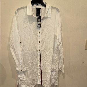 NWT Tommy Hilfiger bikini swimsuit cover up shirt size L  cotton
